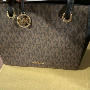 Michael Kors Black and Brown Logo Tote